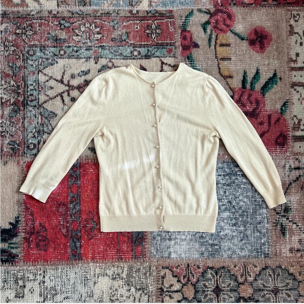 Ralph Lauren cream cardigan with pearl buttons